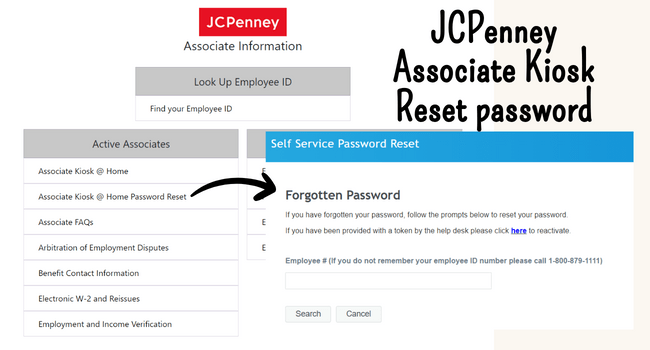 JCPenney Associate Kiosk Reset Password